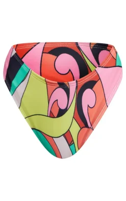 Multi Abstract High Leg Bikini Bottoms