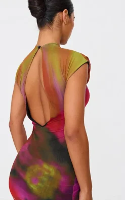 Abstract Mesh Print Mini Dress-PrettyLittleThing Outlet