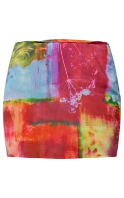 Discount PrettyLittleThing Abstract Print Chiffon Mini Skirt Multi