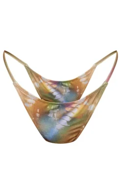 Multi Abstract Print High Leg Bikini Bottoms