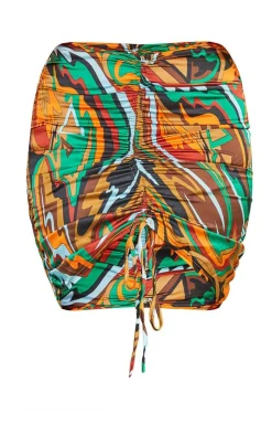 Abstract Print Ruched Front Skirt-PrettyLittleThing Sale