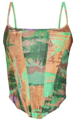 Discount PrettyLittleThing Abstract Printed Corset Multi