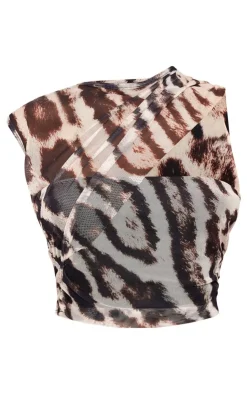 Clearance PrettyLittleThing Multi Abstract Printed Layered Top Multi.
