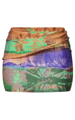 Clearance PrettyLittleThing Abstract Printed Low Rise Micro Mini Skirt Multi