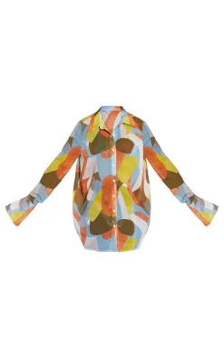 Multi Abstract Printed Oversized Beach Shirt