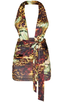 Multi Animal Print Halterneck Cut Out Bodycon Dress-PrettyLittleThing Hot