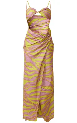 Animal Print Twist Detail Cut Out Strappy Maxi Dress-PrettyLittleThing Online