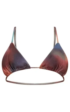 Multi Blurred Print Triangle Bikini Top
