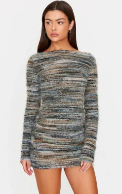 Brushed Textured Boat Neck Bodycon Dress-PrettyLittleThing Best