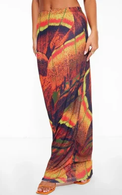 Outlet PrettyLittleThing Butterfly Printed Onion Skin Maxi Skirt Multi