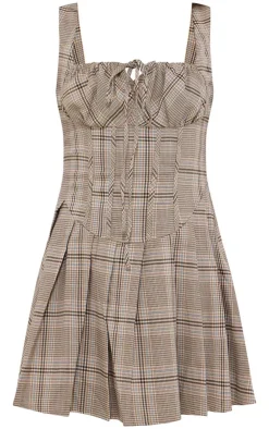 Check Pleated Shift Dress-PrettyLittleThing Best