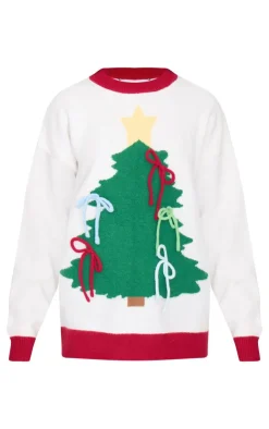 PrettyLittleThing Sweaters*Christmas Tree Bow Oversized Knitted Christmas Sweater