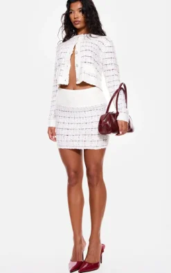 Hot PrettyLittleThing Contrast Boucle Knit Mini Skirt Multi