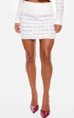 Hot PrettyLittleThing Contrast Boucle Knit Mini Skirt Multi