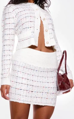 Hot PrettyLittleThing Contrast Boucle Knit Mini Skirt Multi