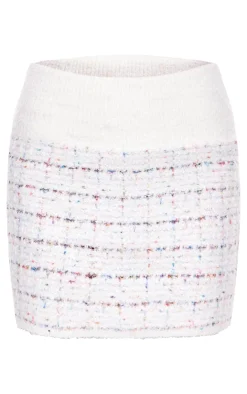 Hot PrettyLittleThing Contrast Boucle Knit Mini Skirt Multi