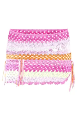 Sale PrettyLittleThing Contrast Crochet Mini Skirt Multi
