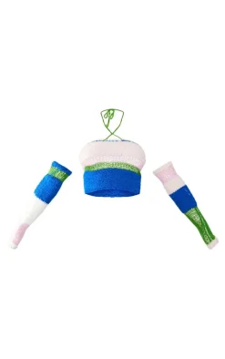 PrettyLittleThing Knitted Tops*Contrast Mixed Knit Bandeau Top & Sleeves