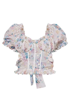 Sale PrettyLittleThing Ditsy Floral Printed Bardot Top Multi