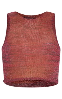 PrettyLittleThing Knitted Tops*Elora Metallic Knit Racer Neck Top