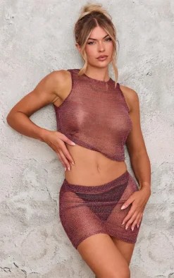 Multi Elora Metallic Knit Mini Skirt