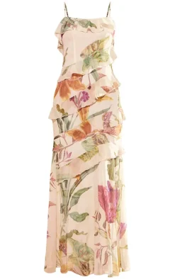 Floral Chiffon Extreme Frill Maxi Dress-PrettyLittleThing