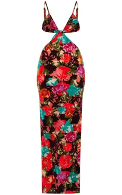 Floral Devore Cut Out Strappy Maxi Dress-PrettyLittleThing Hot