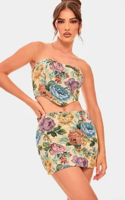 Clearance PrettyLittleThing Floral Jacquard Bandeau Multi