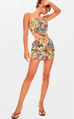 Clearance PrettyLittleThing Floral Jacquard Bandeau Multi