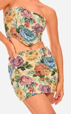 Clearance PrettyLittleThing Floral Jacquard Bandeau Multi