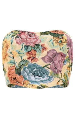 Clearance PrettyLittleThing Floral Jacquard Bandeau Multi