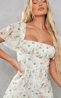 Floral Print Chiffon Ruched Bust Romper-PrettyLittleThing New