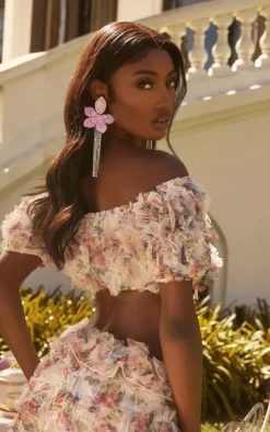 Online PrettyLittleThing Floral Print Frill Detail Micro Mini Skirt Multi