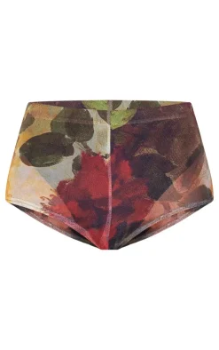 Best PrettyLittleThing Floral Printed Mesh Hot Pants Multi