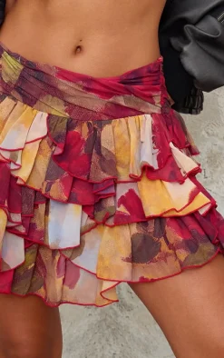 Multi Floral Renaissance Printed Rara Mini Skirt