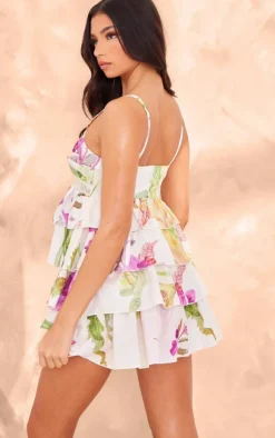 Floral Tiered Frill Shift Dress-PrettyLittleThing Sale