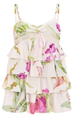 Floral Tiered Frill Shift Dress-PrettyLittleThing Sale