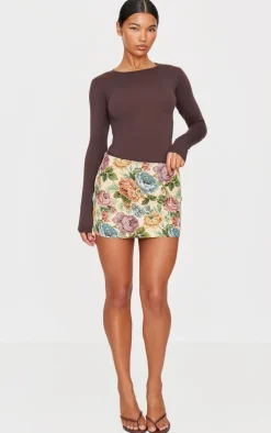 Floral Twill A Line Mini Skirt-PrettyLittleThing