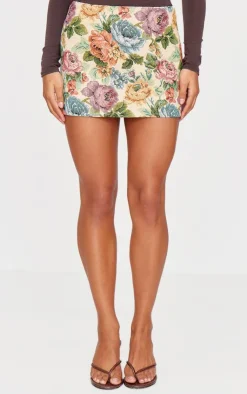 Floral Twill A Line Mini Skirt-PrettyLittleThing