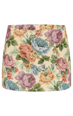 Floral Twill A Line Mini Skirt-PrettyLittleThing