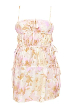 Floral Woven Elasticated Tie Shift Dress-PrettyLittleThing Outlet