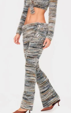 New PrettyLittleThing Fluffy Belted Foldover Skinny Flare Pants Multi