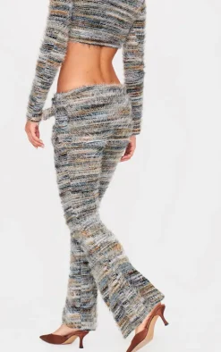 New PrettyLittleThing Fluffy Belted Foldover Skinny Flare Pants Multi