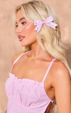PrettyLittleThing Hair Accessories*Gingham 2 Pack Bow Hair Clips