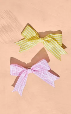 PrettyLittleThing Hair Accessories*Gingham 2 Pack Bow Hair Clips