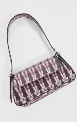 PrettyLittleThing Shoulder Bags*Jeweled Body Print Trapeze Shoulder Bag