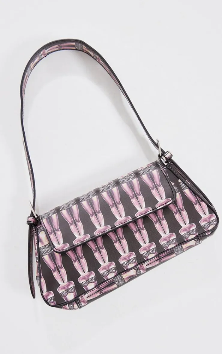PrettyLittleThing Shoulder Bags*Jeweled Body Print Trapeze Shoulder Bag