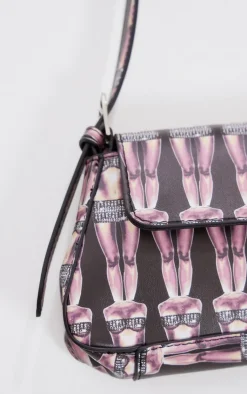 PrettyLittleThing Shoulder Bags*Jeweled Body Print Trapeze Shoulder Bag