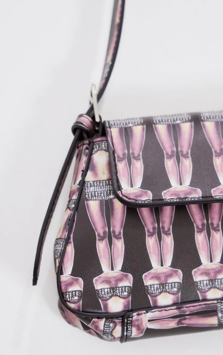 PrettyLittleThing Shoulder Bags*Jeweled Body Print Trapeze Shoulder Bag