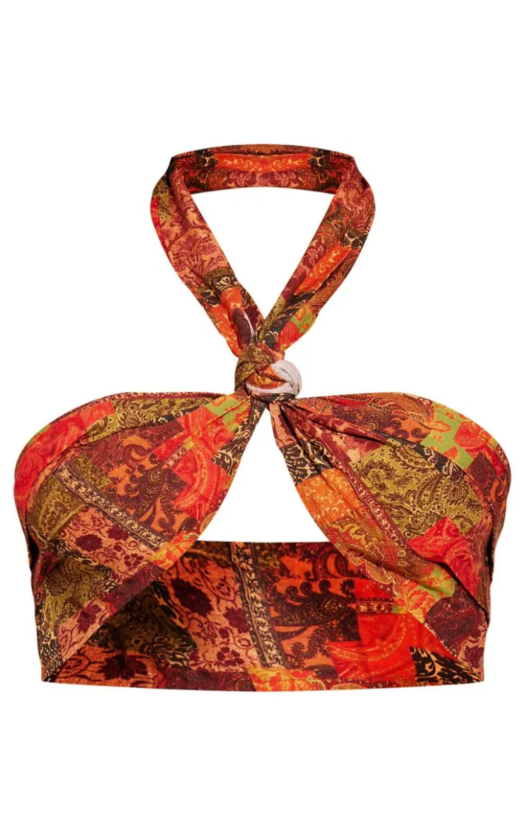 Knot Detail Halterneck Top-PrettyLittleThing Sale